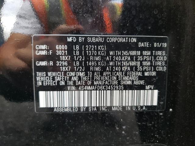 Photo 10 from auction – 2019 SUBARU ASCENT PRE with VIN 4S4WMAFD6K3452935