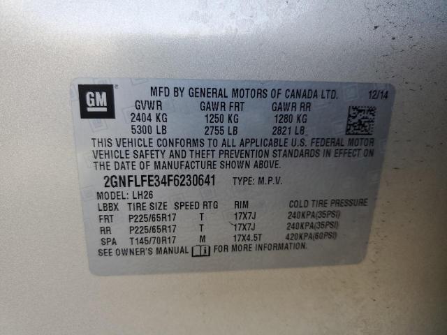 Photo 10 from auction – 2015 CHEVROLET EQUINOX LT with VIN 2GNFLFE34F6230641