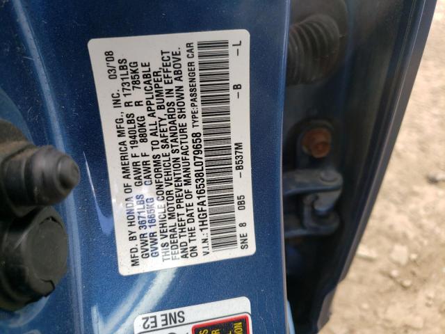 Photo 10 from auction – 2008 HONDA CIVIC LX with VIN 1HGFA16538L079658