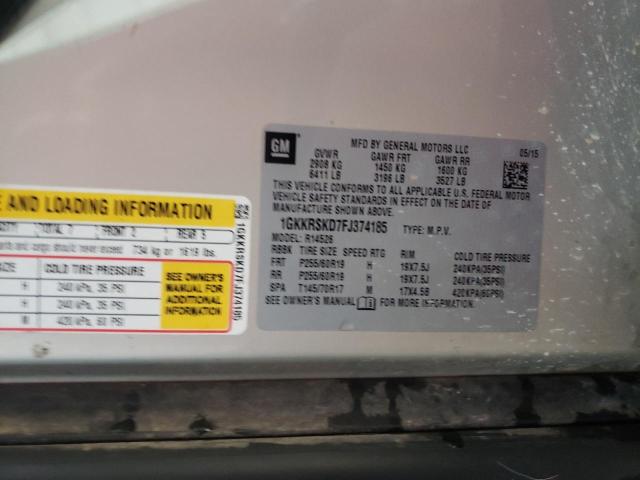 Photo 10 from auction – 2015 GMC ACADIA SLT with VIN 1GKKRSKD7FJ374185