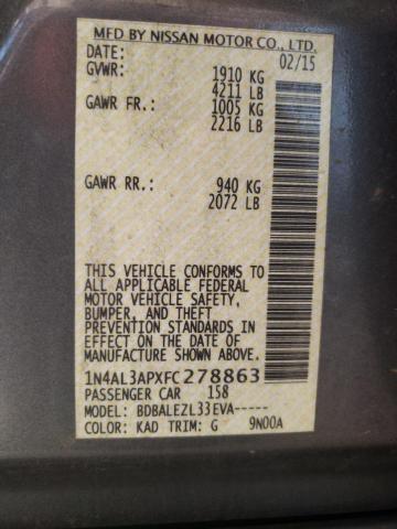 Photo 10 from auction – 2015 NISSAN ALTIMA 2.5 with VIN 1N4AL3APXFC278863