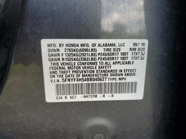 Фото 10 с аукциона – 2011 HONDA PILOT EXL с VIN 5FNYF4H54BB040627