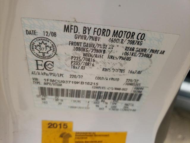 Photo 10 from auction – 2009 FORD ESCAPE XLT with VIN 1FMCU93719KB18215