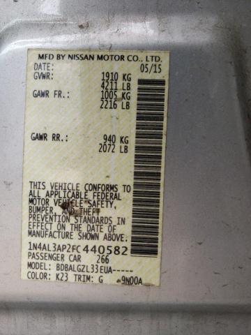 Photo 10 from auction – 2015 NISSAN ALTIMA 2.5 with VIN 1N4AL3AP2FC440582