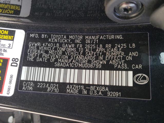 Photo 10 from auction – 2021 LEXUS ES 300H with VIN 58ADA1C17MU008799