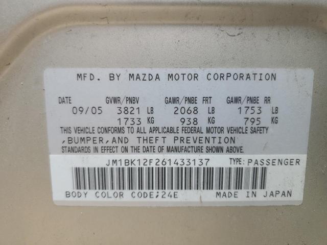 صورة رقم 10 من المزاد - 2006 MAZDA 3 I مع VIN JM1BK12F261433137