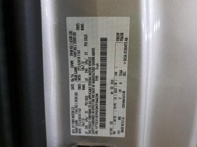 Photo 10 from auction – 2016 FORD F150 SUPER with VIN 1FTEX1EP0GKF04236