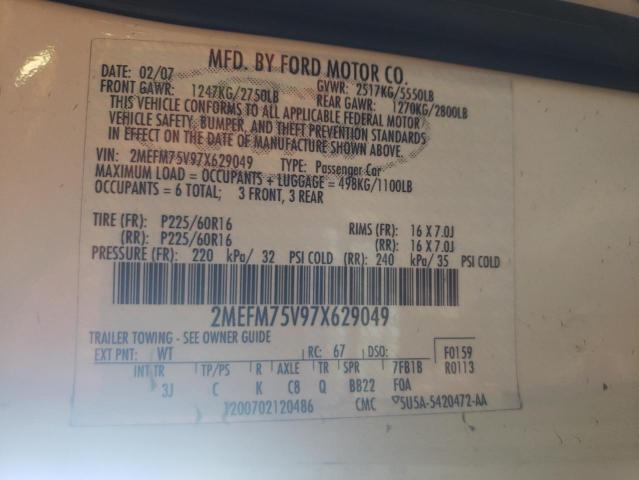 Photo 10 from auction – 2007 MERCURY GRAND MARQ with VIN 2MEFM75V97X629049