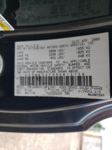 Photo 10 from auction – 2009 MITSUBISHI ECLIPSE GS with VIN 4A3AK24F99E013738