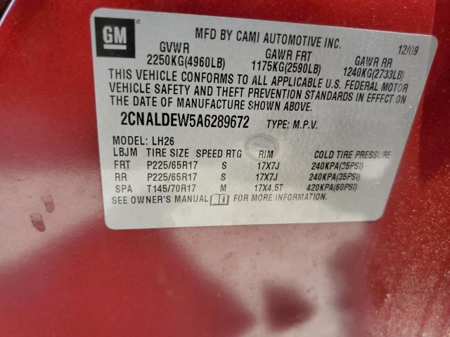 Photo 10 from auction – 2010 CHEVROLET EQUINOX LT with VIN 2CNALDEW5A6289672