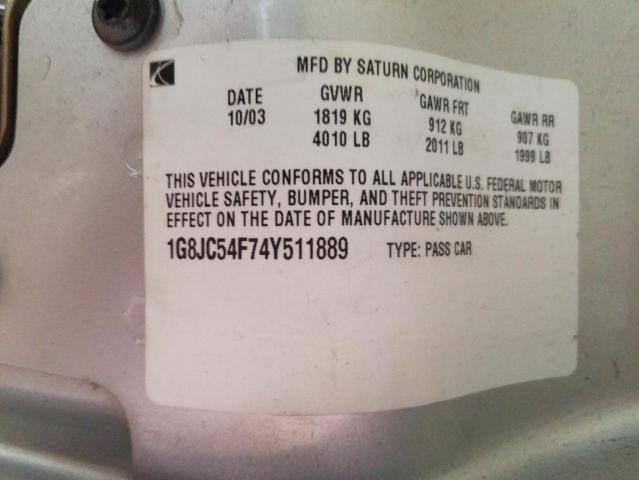 Photo 10 from auction – 2004 SATURN L300 LEVEL with VIN 1G8JC54F74Y511889