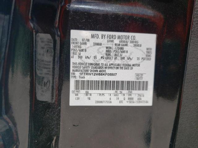 Photo 10 from auction – 2008 FORD F150 SUPER with VIN 1FTRW12W88KF05507