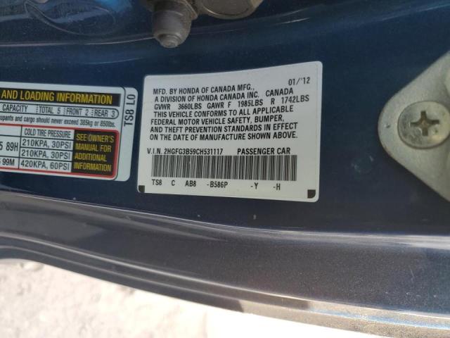 Photo 10 from auction – 2012 HONDA CIVIC LX with VIN 2HGFG3B59CH531117