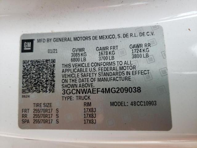 Photo 10 from auction – 2021 CHEVROLET SILVERADO with VIN 3GCNWAEF4MG209038