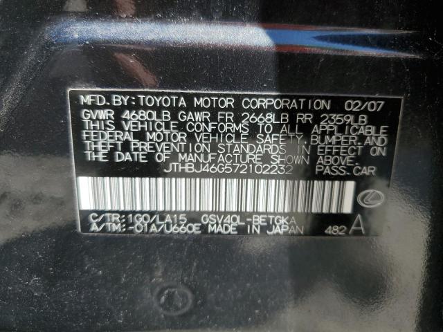 Photo 10 from auction – 2007 LEXUS ES 350 with VIN JTHBJ46G572102232