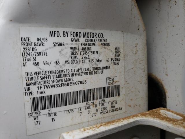 Photo 10 from auction – 2008 FORD F350 SUPER with VIN 1FTWW32R58EE07655