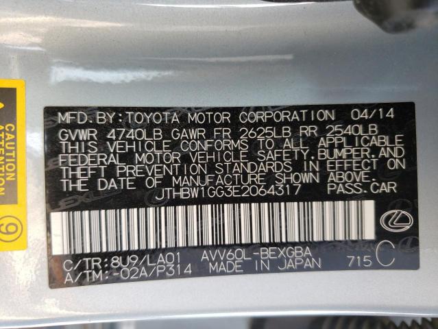 Photo 10 from auction – 2014 LEXUS ES 300H with VIN JTHBW1GG3E2064317