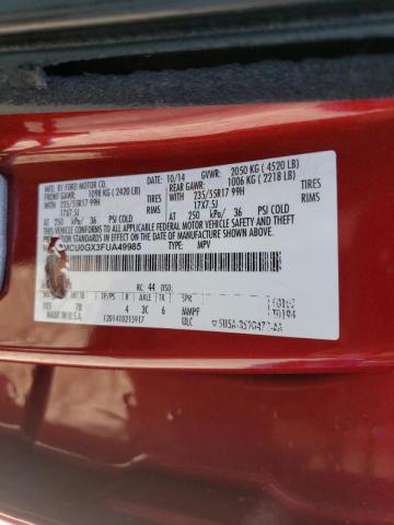 Photo 10 from auction – 2015 FORD ESCAPE SE with VIN 1FMCU0GX3FUA49985
