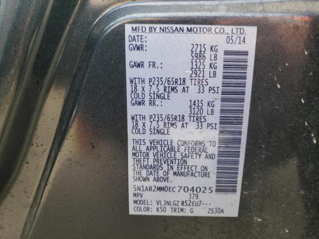 Photo 10 from auction – 2014 NISSAN PATHFINDER with VIN 5N1AR2MM0EC704025