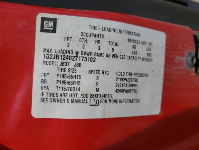 Photo 10 from auction – 2002 PONTIAC SUNFIRE SE with VIN 1G2JB124027173102