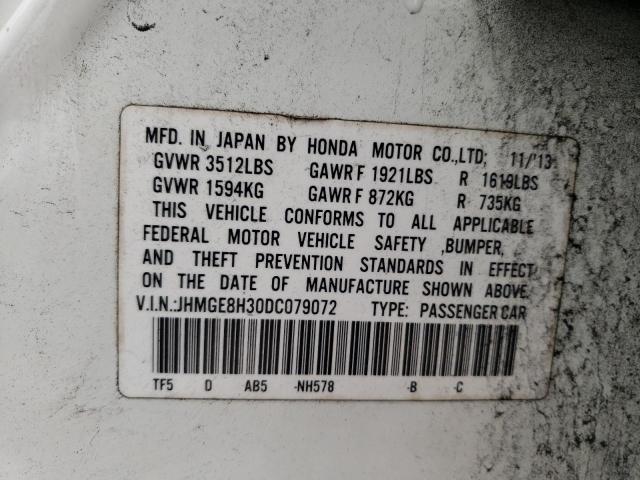 Photo 10 from auction – 2013 HONDA FIT with VIN JHMGE8H30DC079072