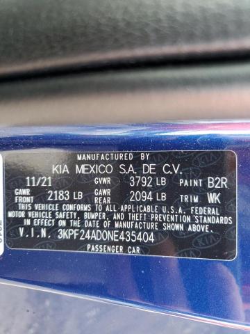 Photo 10 from auction – 2022 KIA FORTE FE with VIN 3KPF24AD0NE435404