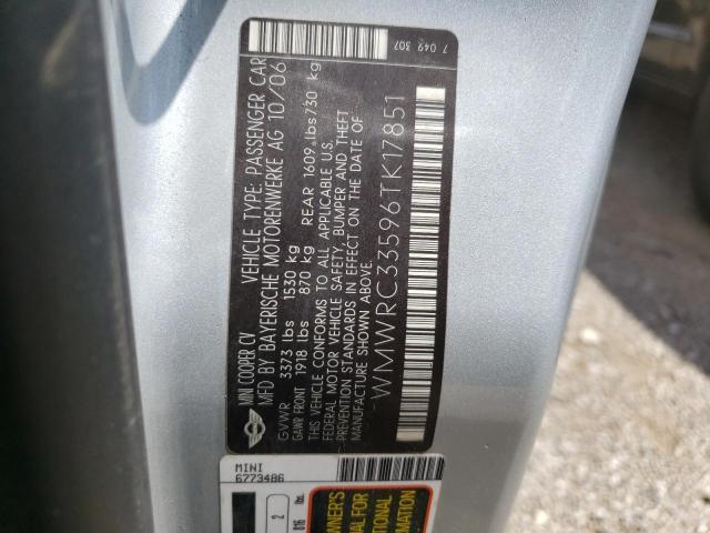 Photo 10 from auction – 2006 MINI COOPER with VIN WMWRC33596TK17851