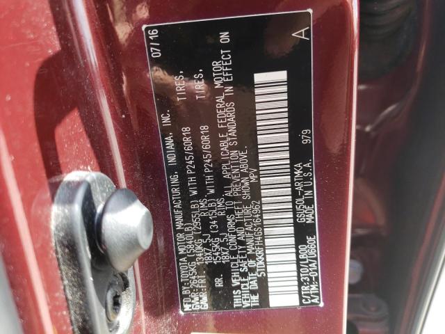 Photo 10 from auction – 2016 TOYOTA HIGHLANDER with VIN 5TDKKRFH4GS164962