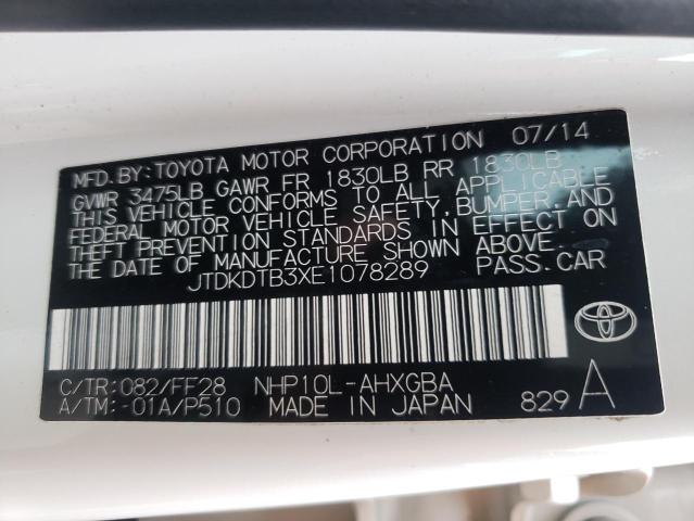 Photo 10 from auction – 2014 TOYOTA PRIUS C with VIN JTDKDTB3XE1078289