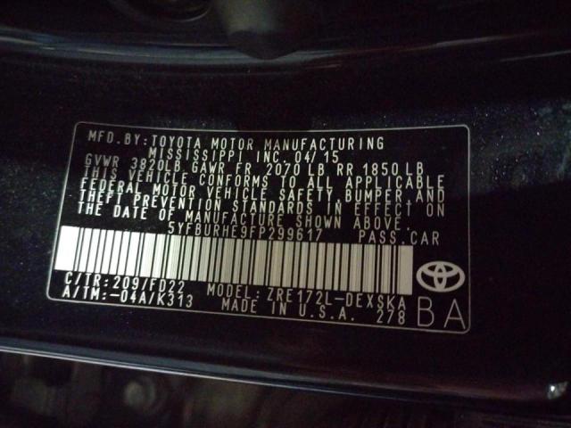 Photo 10 from auction – 2015 TOYOTA COROLLA L with VIN 5YFBURHE9FP299617