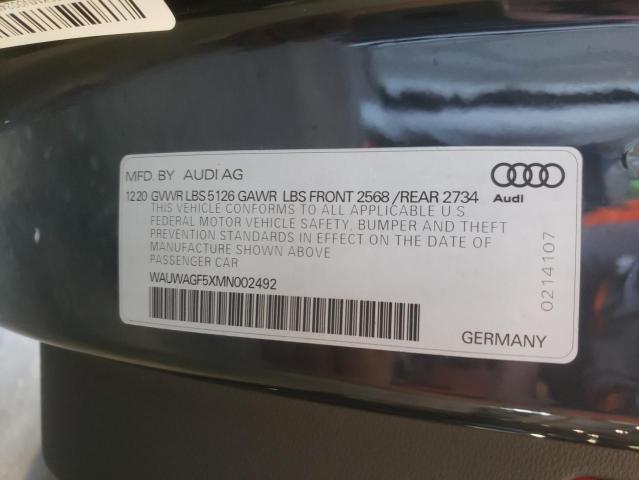 Photo 10 from auction – 2021 AUDI A5 PREMIUM with VIN WAUWAGF5XMN002492