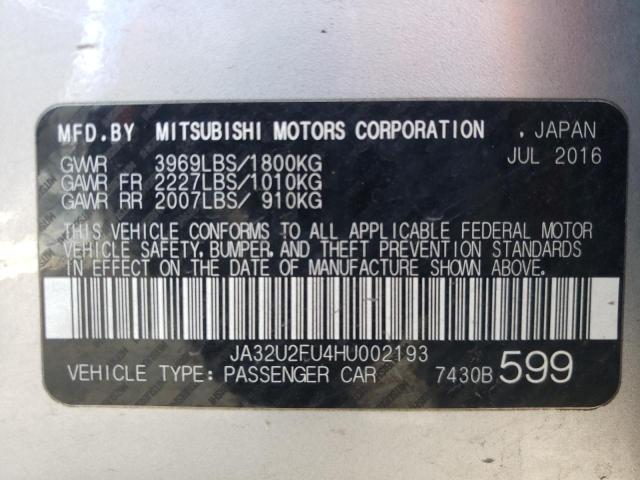 Photo 10 from auction – 2017 MITSUBISHI LANCER ES with VIN JA32U2FU4HU002193