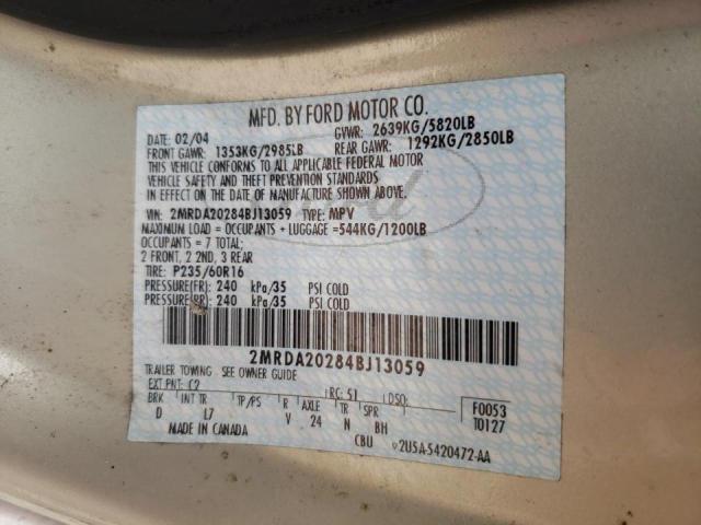 Photo 10 from auction – 2004 MERCURY MONTEREY with VIN 2MRDA20284BJ13059