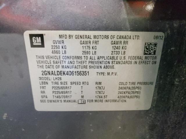 Photo 10 from auction – 2013 CHEVROLET EQUINOX LT with VIN 2GNALDEK4D6156351