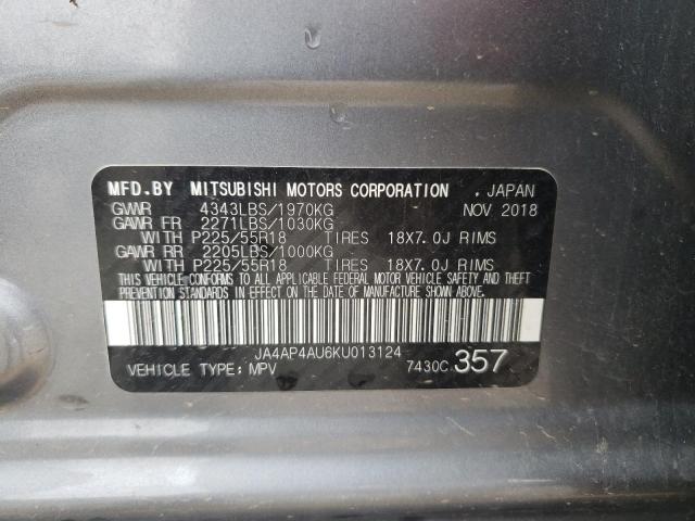 Photo 10 from auction – 2019 MITSUBISHI OUTLANDER with VIN JA4AP4AU6KU013124