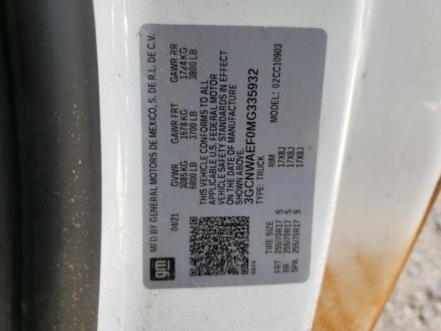 Photo 10 from auction – 2021 CHEVROLET SILVERADO with VIN 3GCNWAEF0MG335932