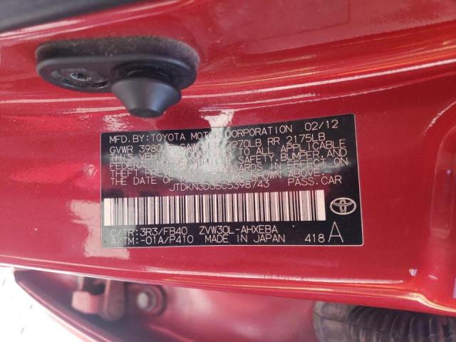 Photo 10 from auction – 2012 TOYOTA PRIUS with VIN JTDKN3DU5C5398743