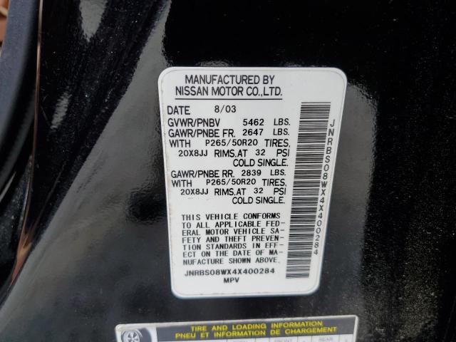 Photo 10 from auction – 2004 INFINITI FX45 with VIN JNRBS08WX4X400284