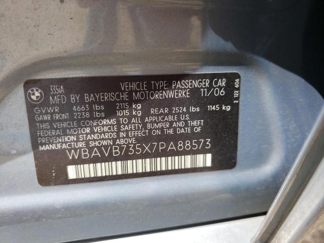 Photo 10 from auction – 2007 BMW 335 I with VIN WBAVB735X7PA88573