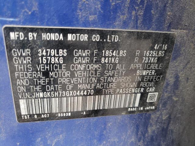 Photo 10 from auction – 2016 HONDA FIT EX with VIN JHMGK5H73GX044470