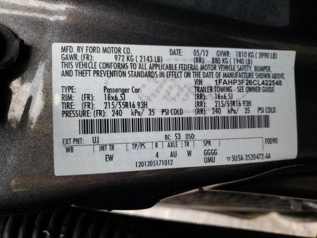 Photo 10 from auction – 2012 FORD FOCUS SE with VIN 1FAHP3F26CL422548