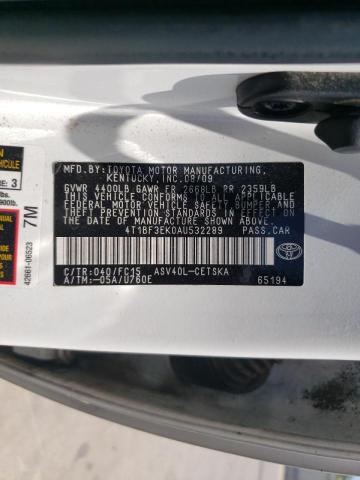Photo 10 from auction – 2010 TOYOTA CAMRY BASE with VIN 4T1BF3EK0AU532289