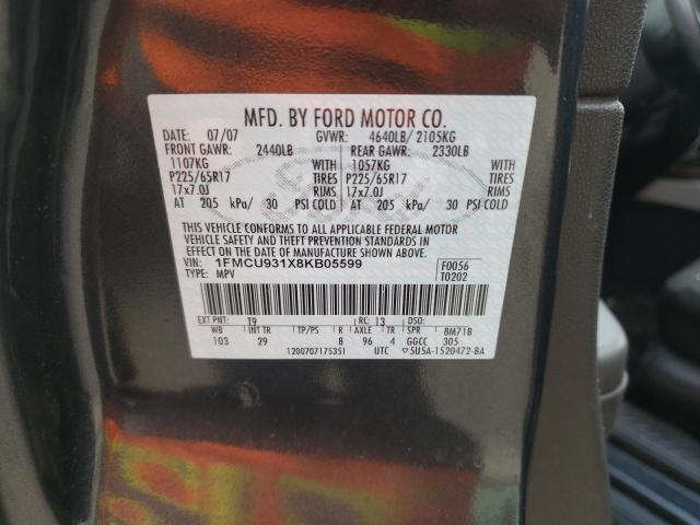 Photo 10 from auction – 2008 FORD ESCAPE XLT with VIN 1FMCU931X8KB05599