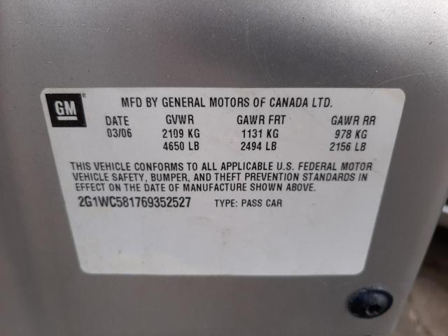 Photo 10 from auction – 2006 CHEVROLET IMPALA LT with VIN 2G1WC581769352527