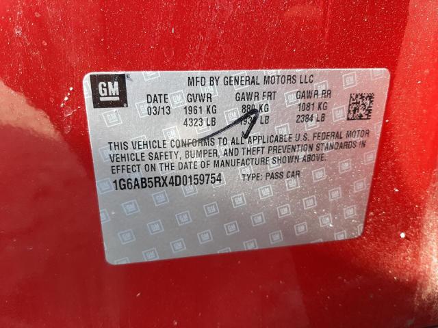 Photo 10 from auction – 2013 CADILLAC ATS LUXURY with VIN 1G6AB5RX4D0159754