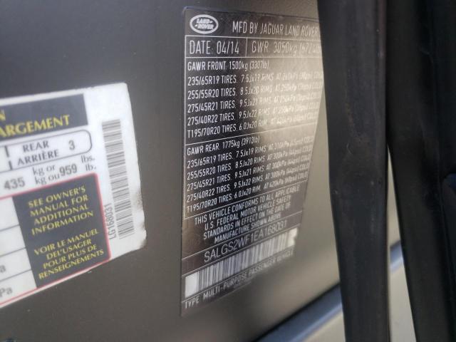 Photo 10 from auction – 2014 LAND ROVER RANGE ROVE with VIN SALGS2WF1EA168031