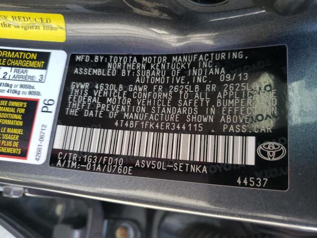 Photo 10 from auction – 2014 TOYOTA CAMRY L with VIN 4T4BF1FK4ER344115
