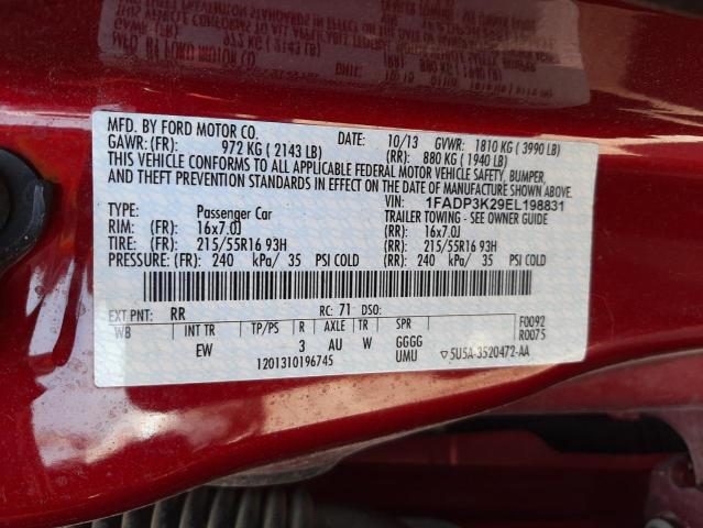 Photo 10 from auction – 2014 FORD FOCUS SE with VIN 1FADP3K29EL198831