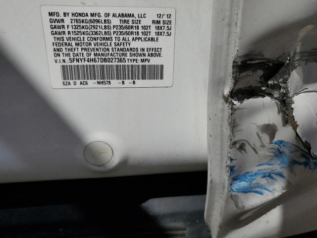 Photo 10 from auction – 2013 HONDA PILOT EXL with VIN 5FNYF4H67DB027365