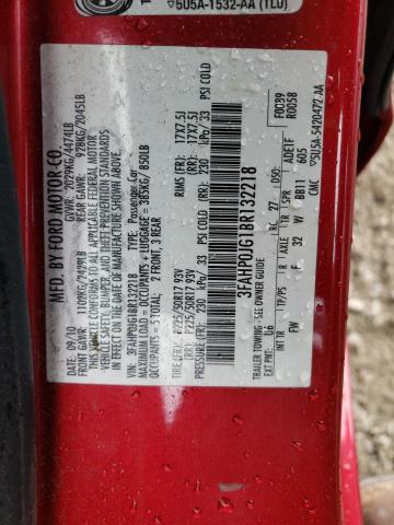 Photo 10 from auction – 2011 FORD FUSION SEL with VIN 3FAHP0JG1BR132218
